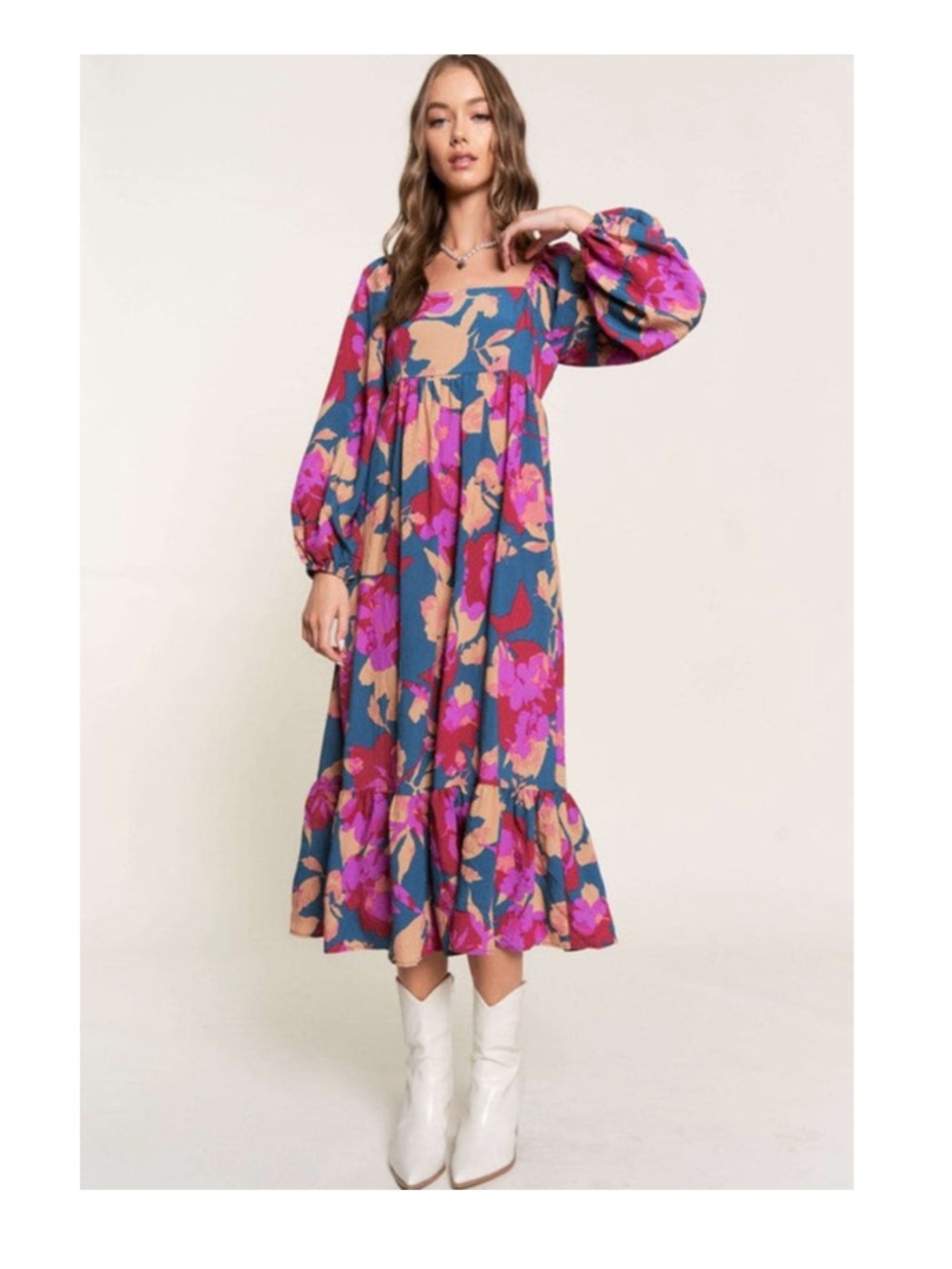 New Totys Floral Maxi Dress with Square Neck Size L